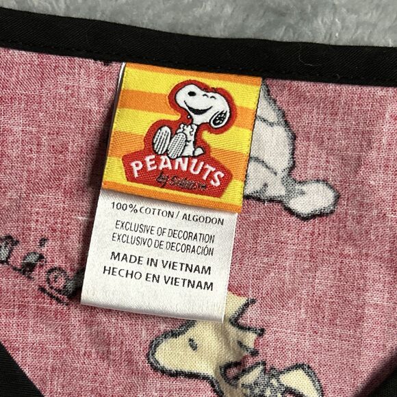 Peanuts Medical Scrub Top Snoopy Woodstock Red XL Cotton Mens/Womens Short Sleev - Picture 9 of 12